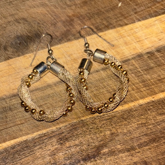 Elegant Gold Braided Earrings - Picture 1 of 1